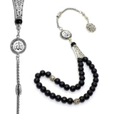 SPECIAL -ALLAH TASSEL- COLLECTION Black Agate Stone Prayer Beads-Tesbih-Tasbih (8 mm-33 beads)