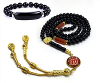 Special Prayer Beads Series Tesbih Tasbih Tasbeeh Misbaha Masbaha Subha Sebha Sibha (Black Shiny Agate Stone and Bracelet -6 mm 99 Small Beads-)