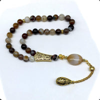 ALBATROSART -Elegance Collection- Prayer Beads-Tesbih-Tasbih-Tasbeeh-Misbaha-Masbaha-Subha-Sebha-Sibha-Rosary (Banded Agate Stone (8mm -33 Beads)