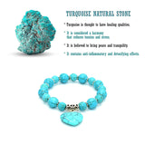 BRACELETS WITH HEART PENDANT SERIES- All Natural Stones (Turquoise Stone) (Free Ethnic Wallet)