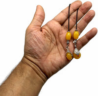 ALBATROSART Design - Greek KOMBOLOI Series Worry Beads Begleri Pony Anxiety Beads Rosary Relaxation Stress Relief (BEGLERİ - Tibetan Style Teardrop Resin Dark Yellow Beads)