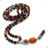 ALBATROSART - Mala Prayer Beads - Mala Necklace - Tibetan Mala Prayer Beads Meditation Beads Yoga Necklace (Natural RED Agate Stone - 8MM - 108 Beads)