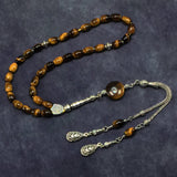 ALBATROSART Design -Tiger Eye Stone Series Worry Beads - Prayer Beads - Tesbih-Tasbih-Tasbeeh-Misbaha-Masbaha-Subha-Sebha-Sibha-Rosary  (Oval Cut Model 6x9 mm)