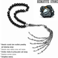 ALBATROSART Design -Black Hematit Beaded Collection -1 Worry Beads-Prayer Beads-Tesbih-Tasbih-Tasbeeh-Misbaha-Masbaha-Subha-Sibha-Rosary (Hematite -7 mm-33 Beads & Bracelet)