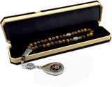 -Orient Collection-Prayer Beads-Worry Beads-Tesbih-Tasbih-Tasbeeh-Misbaha-Masbaha-Subha-Rosary (Tiger Eye Natural Stone-Allah Tassel -8mm 33 Beads)