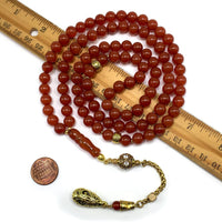 ALBATROSART Special Prayer Beads Series -99 Beads- Tesbih Tasbih Tasbeeh Misbaha Masbaha Subha Sebha Sibha  (Red Agate Natural Stone -8 mm)