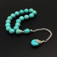 Relaxing Stress Relief Big Beads Prayer Beads, Worry Beads, EFE Tesbih, Maskot Tesbih, Tasbih, Rosary (12mm-17 Synthetic Turquoise Beads)