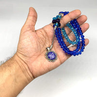 Special for Women Prayer Beads - Tesbih-Tasbih-Tasbeeh-Misbaha-Masbaha-Subha-Sebha-Sibha-Worry Beads-Rosary (Blue Crystal - 6x8 mm 99 Beads - Allah Tassel)