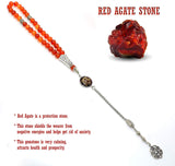 SPECIAL -ALLAH TASSEL- COLLECTION Red Agate Stone Prayer Beads-Tesbih-Tasbih-Tasbeeh (8 mm-33 beads)