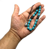 ALBATROSART Design - Greek KOMBOLOI Series Worry Beads Begleri Pony Anxiety Beads Rosary Relaxation Stress Relief (Synthetic Oval Turquoise Beads -12x10 mm, 17 Beads-)