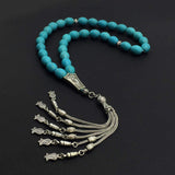 ALBATROSART -New Turquoise Collection- (33 Beads) Worry Beads-Prayer Beads-Tesbih-Tasbih-Tasbeeh-Misbaha-Masbaha-Subha-Sebha-Sibha-Rosary (Synthetic Turquoise Stone - 10x12 mm)