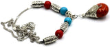 Fantastic Stylish Red Blue Beaded Necklace