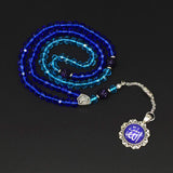 Special for Women Prayer Beads - Tesbih-Tasbih-Tasbeeh-Misbaha-Masbaha-Subha-Sebha-Sibha-Worry Beads-Rosary (Blue Crystal - 6x8 mm 99 Beads - Allah Tassel)