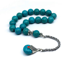 Relaxing Stress Relief Big Beads Prayer Beads, Worry Beads, EFE Tesbih, Maskot Tesbih, Tasbih, Rosary (12mm-17 Synthetic Turquoise Beads)