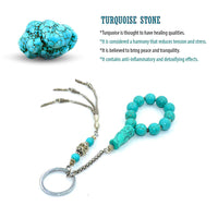 Synthetic Special Design Turquoise Worry Beads & Keychain Together (12 mm)-Stress Tesbih- (ETHNIC WALLET GIFT)