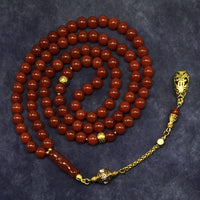 ALBATROSART Special Prayer Beads Series -99 Beads- Tesbih Tasbih Tasbeeh Misbaha Masbaha Subha Sebha Sibha  (Red Agate Natural Stone -8 mm)