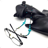 HANDMADE Eyeglass Chains Elegant Eyewear Retainer Beaded Eyeglass Strap Holder Natural Stone Beaded Eyewear Retainer (TURQUOISE Stone Beaded Design with Hamsa)