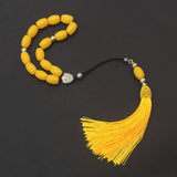 ALBATROSART Design -Greek KOMBOLOI Series -1- Worry Beads - Prayer Beads - Tesbih-Tasbih-Tasbeeh-Misbaha-Sibha-Rosary (Imitation Yellow Amber Acrylic Beads -(10X13mm, 15 Beads)