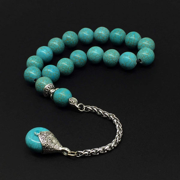 Relaxing Stress Relief Big Beads Prayer Beads, Worry Beads, EFE Tesbih, Maskot Tesbih, Tasbih, Rosary (12mm-17 Synthetic Turquoise Beads)