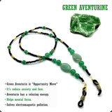 -HANDMADE Eyeglass Chains Elegant Eyewear Retainer Beaded Eyeglass Strap Holder Natural Stone Beaded Eyewear Retainer (GREEN AVENTURINE)