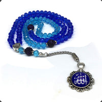 Special for Women Prayer Beads - Tesbih-Tasbih-Tasbeeh-Misbaha-Masbaha-Subha-Sebha-Sibha-Worry Beads-Rosary (Blue Crystal - 6x8 mm 99 Beads - Allah Tassel)