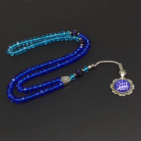 Special for Women Prayer Beads - Tesbih-Tasbih-Tasbeeh-Misbaha-Masbaha-Subha-Sebha-Sibha-Worry Beads-Rosary (Blue Crystal - 6x8 mm 99 Beads - Allah Tassel)