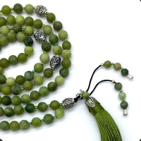 ALBATROSART - Mala Prayer Beads - Mala Necklace - Tibetan Mala Prayer Beads Meditation Beads Yoga Necklace (Natural Green Jade Stone - 8MM - 108 Beads)