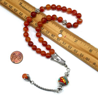 ALBATROSART - Fantastic Eagle Claw Series Worry Beads (8mm -33 Beads) - Prayer Beads Tesbih-Tasbih-Tasbeeh-Misbaha-Subha-Sebha-Sibha-Rosary  (Natural Striped Red Agate Beads)