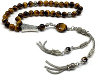 ALBATROSART Design -Tiger Eye Stone Series Worry Beads - Prayer Beads (8 mm-33 Beads) Tesbih-Tasbih-Tasbeeh-Misbaha-Masbaha-Subha-Sebha-Sibha-Rosary (Stylist Prayer Beads (8 mm-33 Beads)