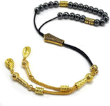 Greek KOMBOLOI Series Worry Beads Begleri Pony Anxiety Beads Rosary Relaxation Stress Relief (Black/Gold Hematite Beads & Bracelet - 8 mm, 21 Beads -)