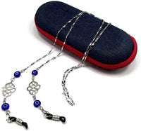 Eyeglass Chains Elegant Eyewear Retainer Beaded Eyeglass Strap Holder Natural Stone Beaded Eyewear Retainer (Evil Eye Design)