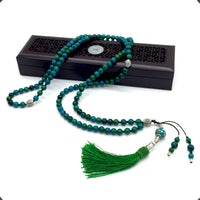 ALBATROSART - Mala Prayer Beads - Mala Necklace - Tibetan Mala Prayer Beads Meditation Beads Yoga Necklace - (Natural Chrysocolla Stone - 8MM - 108 Beads)