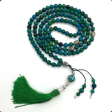 ALBATROSART - Mala Prayer Beads - Mala Necklace - Tibetan Mala Prayer Beads Meditation Beads Yoga Necklace - (Natural Chrysocolla Stone - 8MM - 108 Beads)