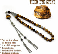 ALBATROSART Design -Tiger Eye Stone Series Worry Beads - Prayer Beads (8 mm-33 Beads) Tesbih-Tasbih-Tasbeeh-Misbaha-Masbaha-Subha-Sebha-Sibha-Rosary (Stylist Prayer Beads (8 mm-33 Beads)