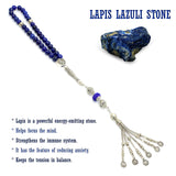 Natural Lapis Lazuli Stone Prayer Beads-Tesbih-Tasbih-Tasbeeh-Misbaha-Masbaha-Subha-Rosary (8 mm 33 beads)