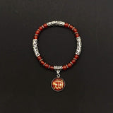 Red Agate Stone (6 mm) Small Beads Bracelet with ALLAH Pattern (Ethnic Wallet Gift)