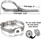 ALBATROSART - Rhinestone Link Adjustable Interchangeable Snap Cord Stainless Steel Bracelet (BRCLT -Model 4)