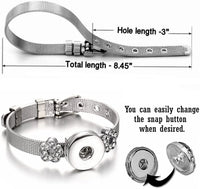 ALBATROSART - Rhinestone Link Adjustable Interchangeable Snap Cord Stainless Steel Bracelet (BRCLT & RNG -Model 9)