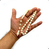 ALBATROSART -Grandeur Collection- Worry Beads-Prayer Beads-Tesbih-Tasbih-Tasbeeh-Misbaha-Masbaha-Subha-Sebha-Sibha-Rosary (Embroidered Camel Bone (10 mm-33 beads)