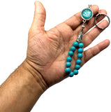 ALBATROSART -Keychain Collection with Allah -Handbag Holders (10mm Diameter Turquoise Beads)