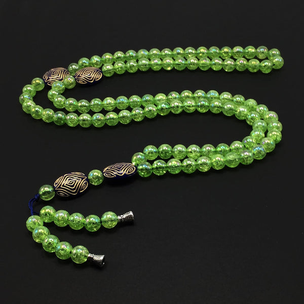 ALBATROSART -8MM -99 Beads Necklace DHIKR TASBIH Collection- Imitation Acrylic Muslim Beads-Tesbih-Tasbih-Tasbeeh-Misbaha-Masbaha-Subha-Sebha (Shiny Light Green)