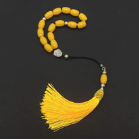 ALBATROSART Design -Greek KOMBOLOI Series -1- Worry Beads - Prayer Beads - Tesbih-Tasbih-Tasbeeh-Misbaha-Sibha-Rosary (Imitation Yellow Amber Acrylic Beads -(10X13mm, 15 Beads)