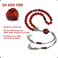 ALBATROSART -Elegance Collection- Prayer Beads-Tesbih-Tasbih-Tasbeeh-Misbaha-Masbaha-Subha-Sebha-Sibha-Rosary (RED Agate Stone 8mm -33 Beads)