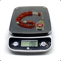 -Orient Collection-Prayer Beads-Worry Beads-Tesbih-Tasbih-Tasbeeh-Misbaha-Masbaha-Subha-Rosary (Red Lace Agate Natural Stone-Allah Tassel -8mm 33 Beads)