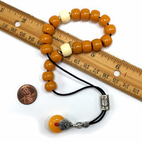 Greek KOMBOLOI Series Worry Beads Begleri Pony Anxiety Beads Rosary Relaxation Stress Relief (Dark Orange Resin Drum -13X9 mm- 19 Big Beads)