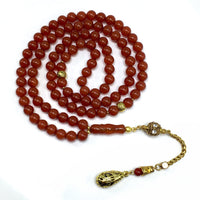 ALBATROSART Special Prayer Beads Series -99 Beads- Tesbih Tasbih Tasbeeh Misbaha Masbaha Subha Sebha Sibha  (Red Agate Natural Stone -8 mm)