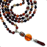 ALBATROSART - Mala Prayer Beads - Mala Necklace - Tibetan Mala Prayer Beads Meditation Beads Yoga Necklace (Natural RED Agate Stone - 8MM - 108 Beads)