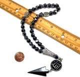 ALBATROSART Special -Allah Tassel- Collection -Worry Beads - Prayer Beads-Tesbih-Tasbih-Tasbeeh-Misbaha-Masbaha-Subha-Sebha-Sibha (Star Cut Faceted Black Hematite 33 Beads & Bracelet)