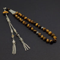 ALBATROSART Design -Tiger Eye Stone Series Worry Beads - Prayer Beads (8 mm-33 Beads) Tesbih-Tasbih-Tasbeeh-Misbaha-Masbaha-Subha-Sebha-Sibha-Rosary (Stylist Prayer Beads (8 mm-33 Beads)