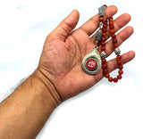 -Orient Collection-Prayer Beads-Worry Beads-Tesbih-Tasbih-Tasbeeh-Misbaha-Masbaha-Subha-Rosary (Red Lace Agate Natural Stone-Allah Tassel -8mm 33 Beads)